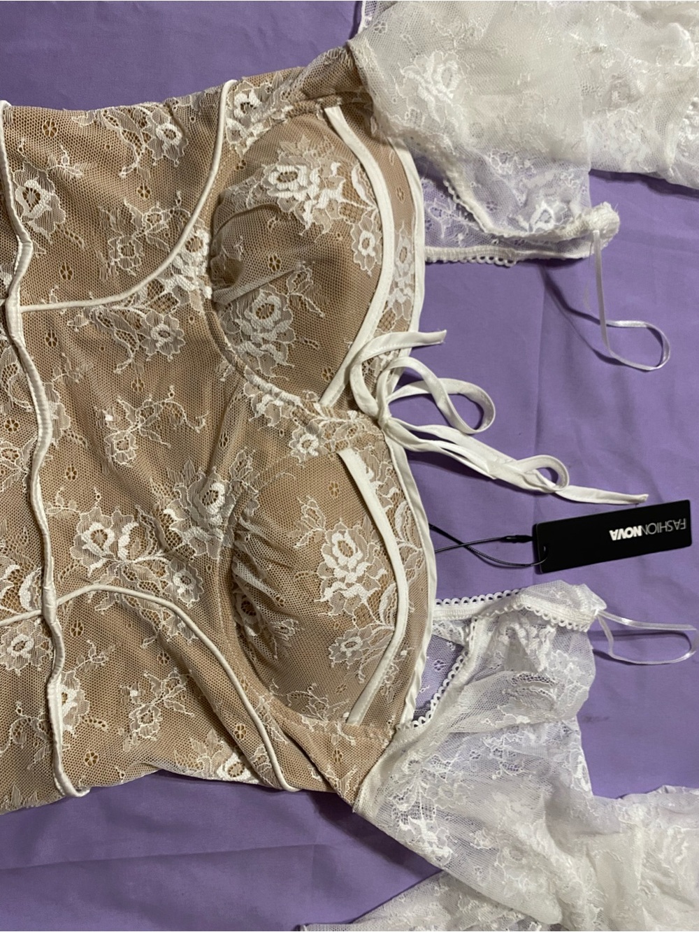 Fashion Nova White Sheer Lace Maxi Dress - Picture 5 of 7